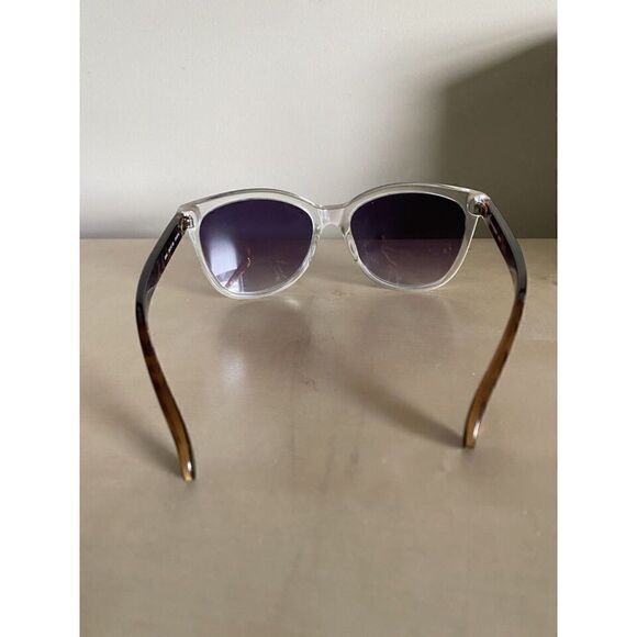 Lucky Brand Clear Crystal Frame Gray Gradient Lens Cat Eye Sunglasses - Picture 3 of 8